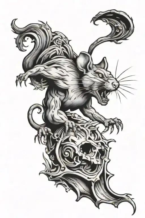 falling rat tattoo design idea