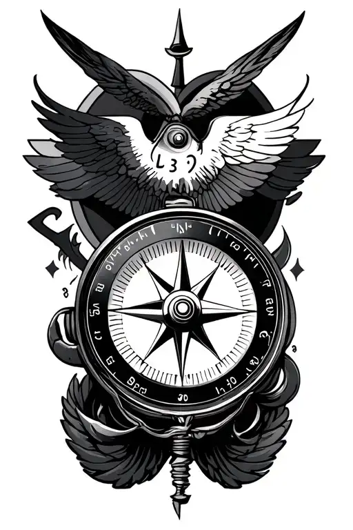 compass and aviation  tattoo design idea