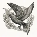 fenix bird flying away And A Small tattoo design idea