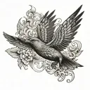 fenix bird flying away And A Small tattoo design idea