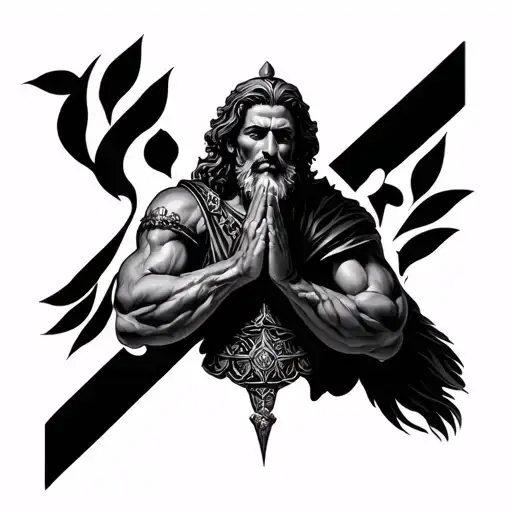 Make the image of my tattoo that I want fzr do sao jorge with his prayer together tattoo design idea