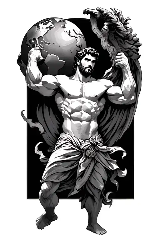 Hercules holding world tattoo design idea
