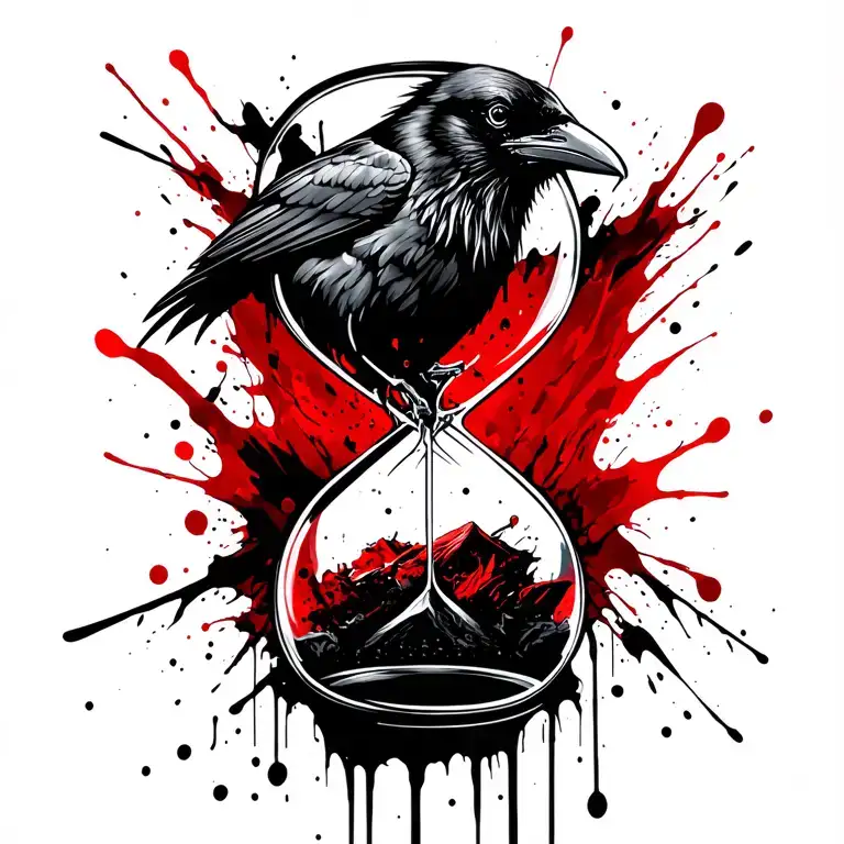 raven hourglass only tattoo design idea
