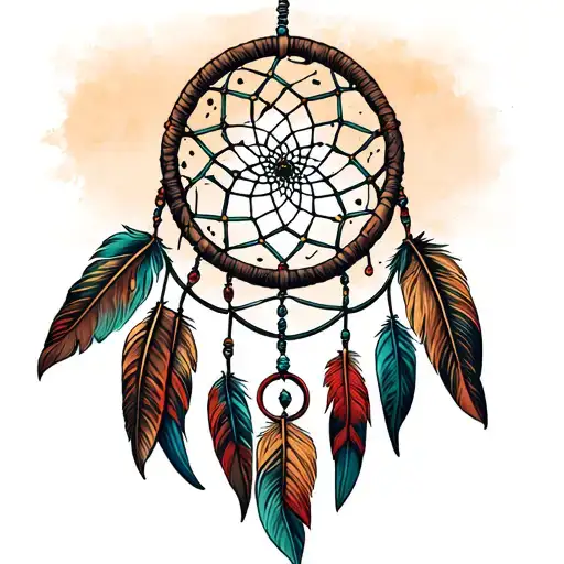 double dreamcatcher tattoo design idea