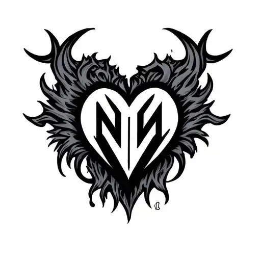 metallica m logo heart tattoo design idea