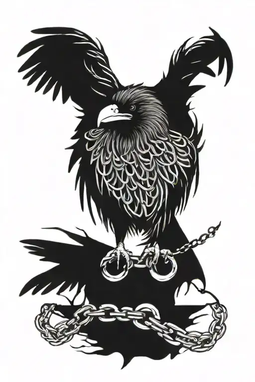 a black raven with chains on its wings and being in the Delta symbol. In one place the symbol is destroyed tattoo design idea