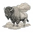 bison storm clouds tattoo design idea