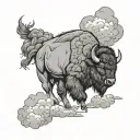 bison storm clouds tattoo design idea