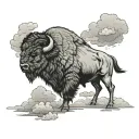 bison storm clouds tattoo design idea