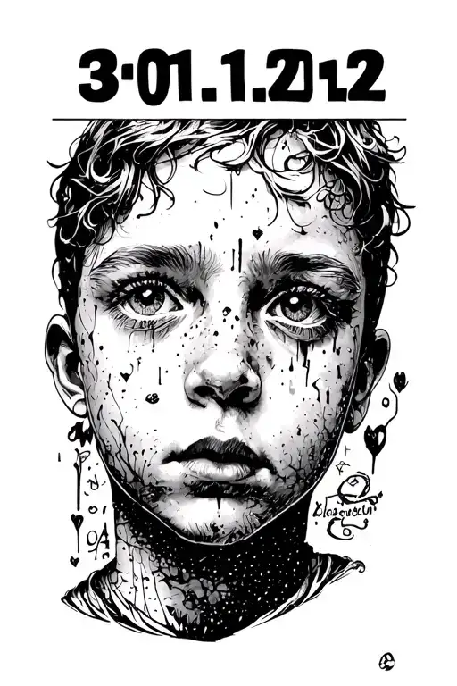 "30.11.2022" Depression with Stil and Date of birth of my son tattoo design idea