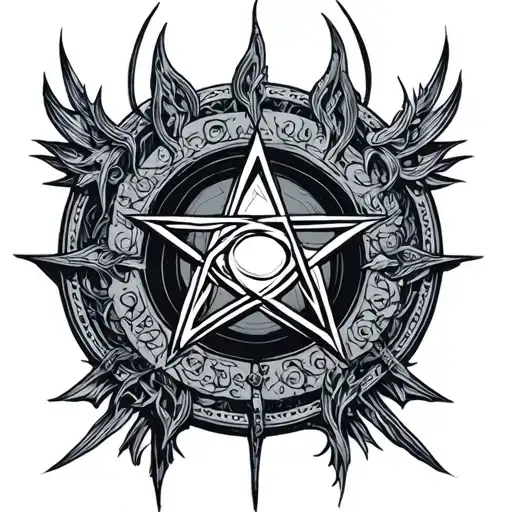Hecate pentagram tattoo design idea