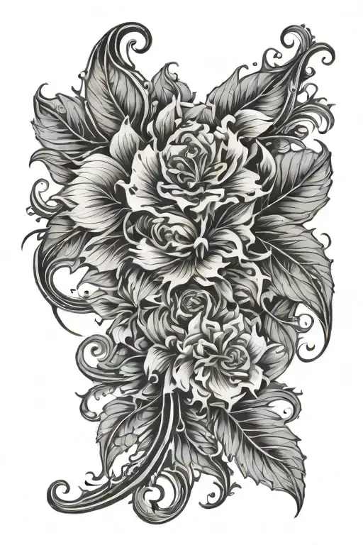 spinal floral vein wrapping "LUBALETHU" tattoo design idea