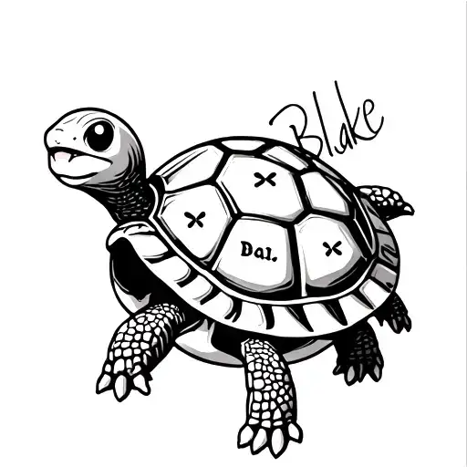 A turtle with the name "Blake" hidden on the shell tattoo design idea