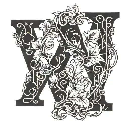 vines wrapped together letter N and B letters with a little heart tattoo design idea