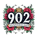 902 Anniversary date written inside surrounded tattoo design idea