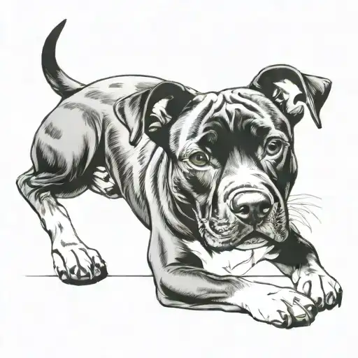 staffy floppy ear sitting tattoo design idea