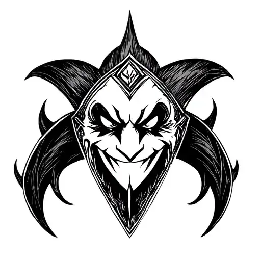 shaco league of legends logo face tattoo design idea