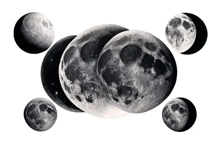 phases of moon spine tattoo design idea