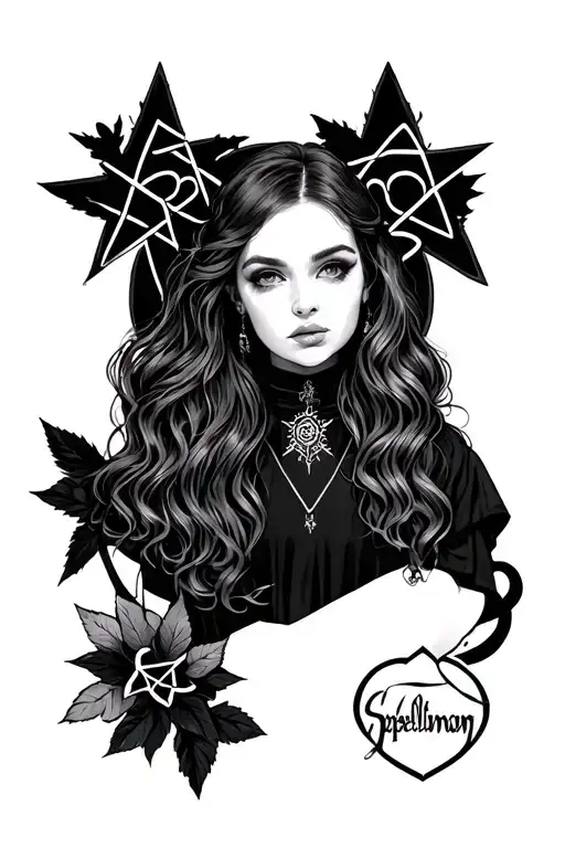 Sabrina Spellman w pentagram tattoo design idea