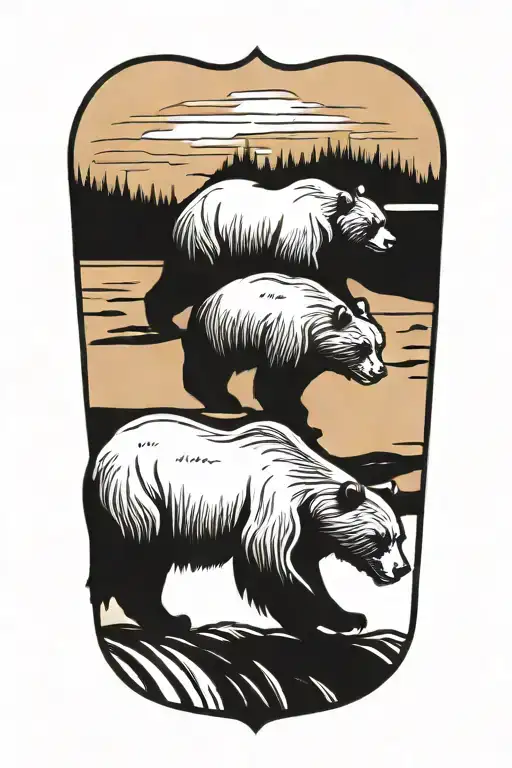 grizzly bear standing tattoo design idea