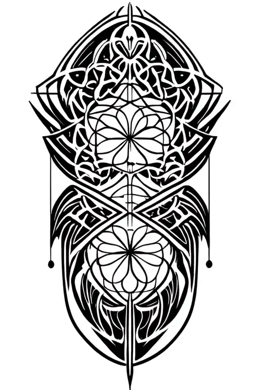 Matrix code, golden ratio, flower of life tattoo design idea