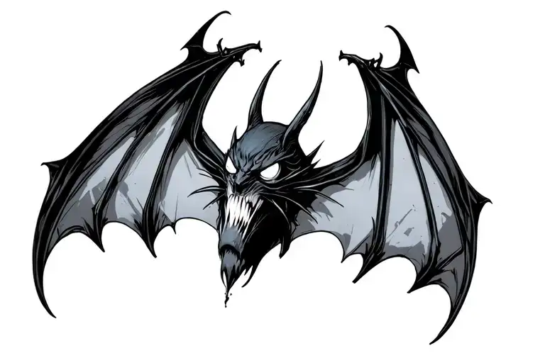 gothic cyber sigilism bat tattoo design idea