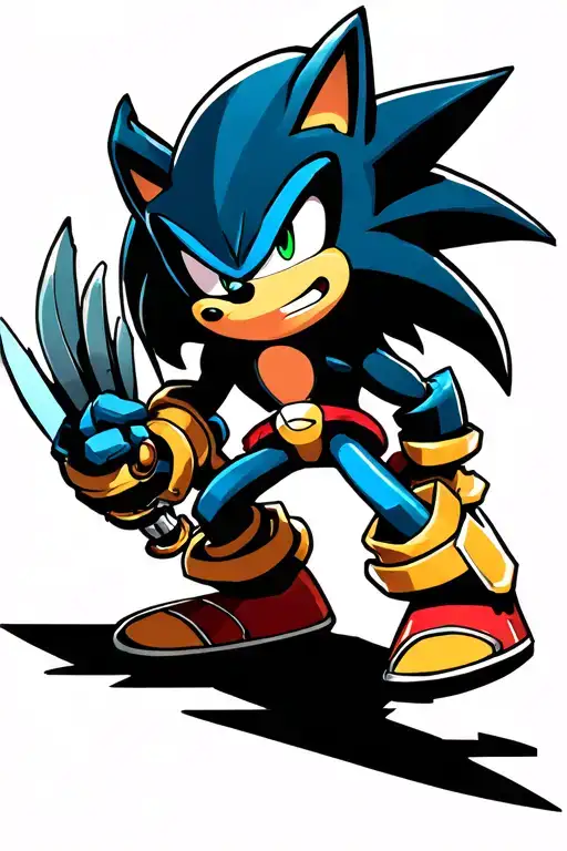 metal sonic menacing pose tattoo design idea