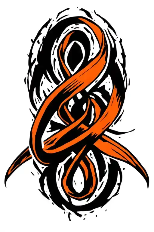 kidney cancer orange ribbon intertwined with strength symbol  tattoo design idea
