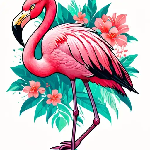 Pink Flamingo tattoo design idea