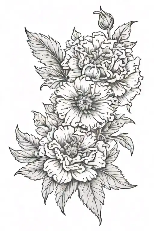 Carnation and Daisy flower tattoo design idea