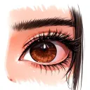 brown eyes long eyelashes tattoo design idea