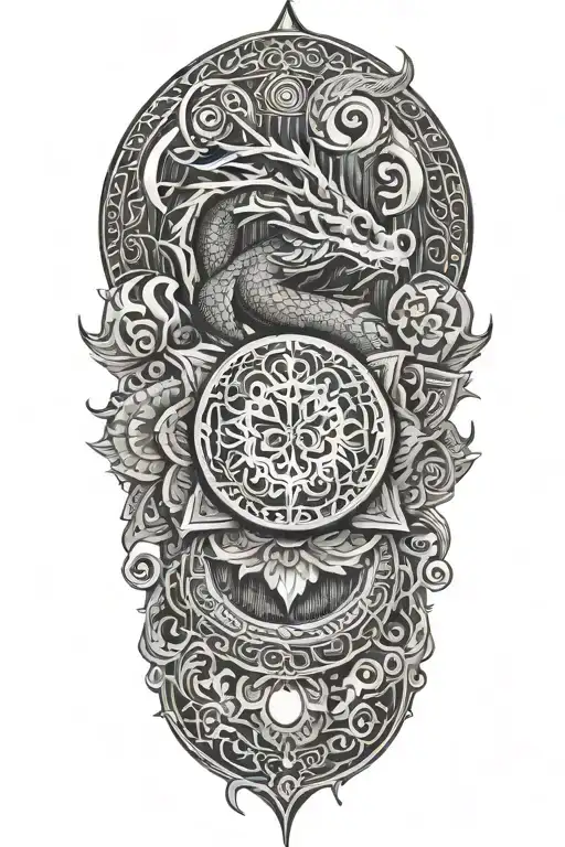 aum, music, dragon, novelist, mandala tattoo design idea