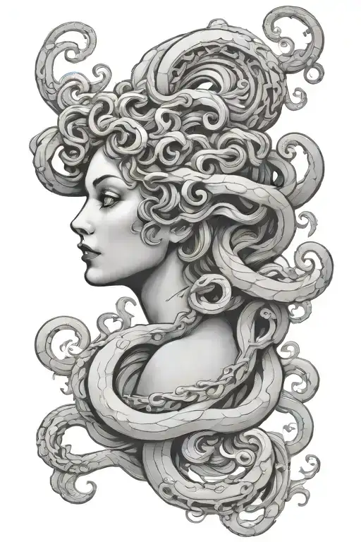 art nouveau medusa tattoo design idea