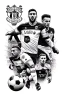 A sleeve tattoo featuring iconic moments from Leeds United history intertwined with football imagery tattoo design idea