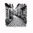 cobblestone brick path tattoo design idea