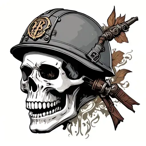 skull army helment tattoo design idea