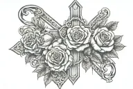 Cross with roses  tattoo design idea