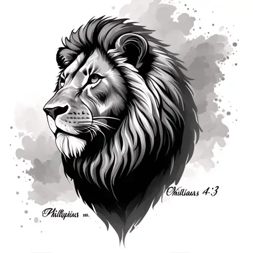 Philippians 4:13 with a lion  tattoo design idea