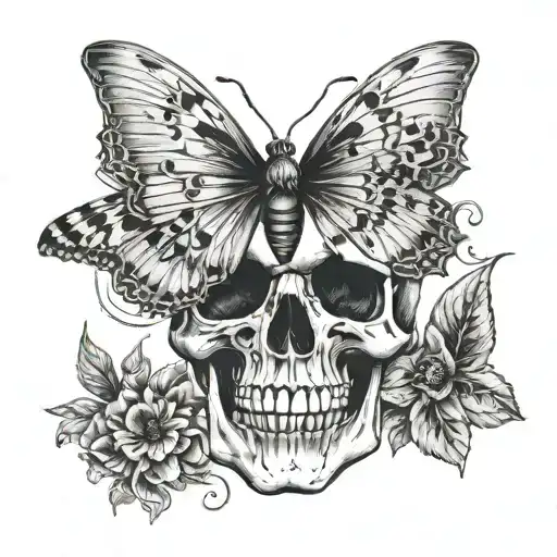 suicideboys skull within butterfly tattoo design idea