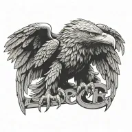 letters 'SCPE' eagle perched tattoo design idea