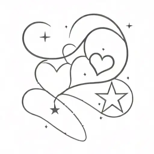 heart and star sign tattoo design idea
