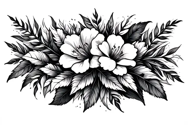 white wine leaves, white flowers, density like a wallpaper tattoo design idea