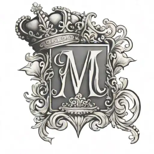letter M with a crown and the date 05.04.2022 tattoo design idea