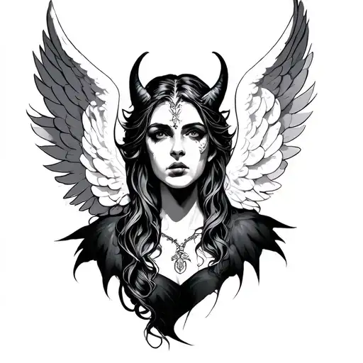 angel half demon tattoo design idea