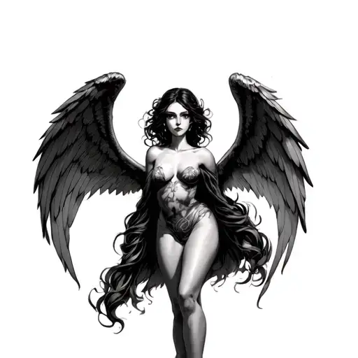 lillith with wings spread tattoo design idea