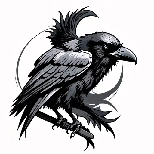Viking crow tattoo design idea