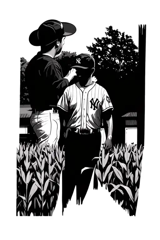 new york yankee fence, corn field, characters from home alone 2 tattoo design idea