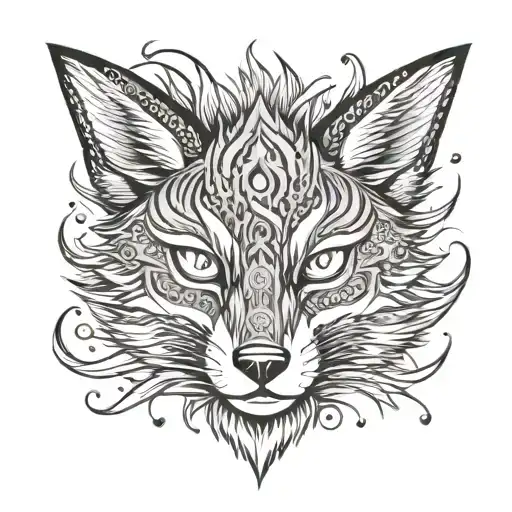 anime style naruto nine tail fox face tattoo design idea