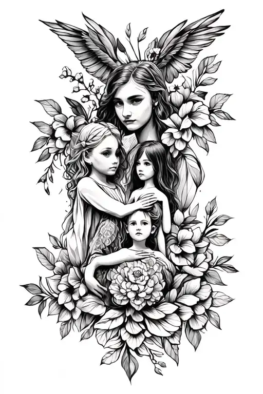 family protector tattoo design idea