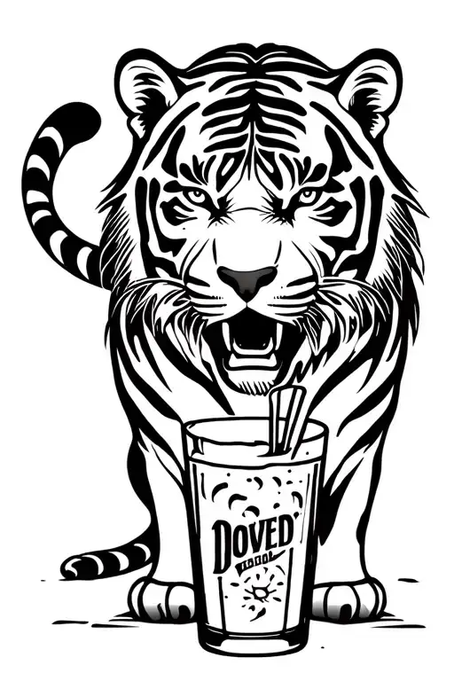 tiger is searching for alcohol drink tattoo design idea